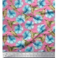 thumbnail image 1 of Soimoi Silk Fabric Hummingbird & Floral Print Fabric by Yard 42 Inch Wide, 1 of 3