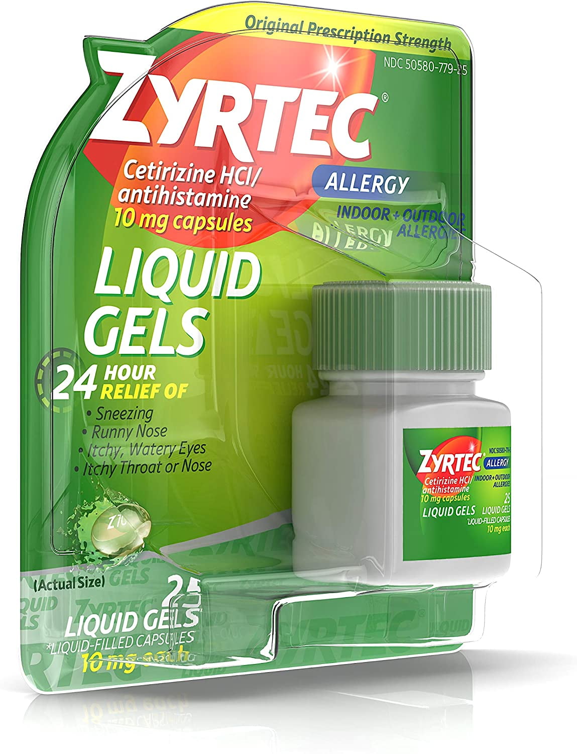 6 Pack Zyrtec 24 Hour Allergy Relief Antihistamine Capsules, 25 ct