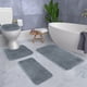 thumbnail image 5 of Juego de alfombras de baño. Fabricadas en felpa de terciopelo y espuma. Ultra absorbentes, lavables a máquina y antideslizantes para baños modernos (Gris oscuro)., 5 of 9