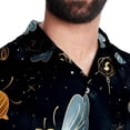 thumbnail image 5 of Starry Bees in the Sky Men's Short Sleeve Casual Printed Button Down Beach Shirts, 5 of 6