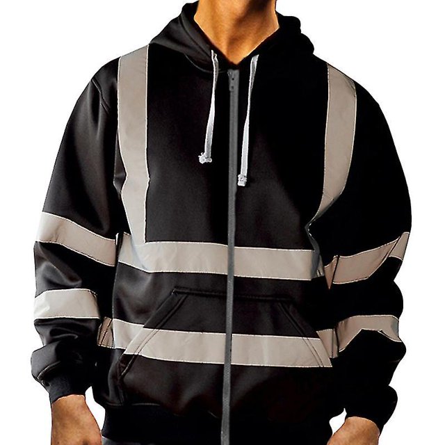 Mens Hi Viz Vis Visibility Safety Work Coat Jacket Hoody Sweatshirt Tops Outwear