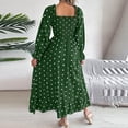 thumbnail image 4 of WRKEKC Womens Dresses Casual Print Long Sleeve Square Neck Knee Length Dress for Fall Winter Polka Dot Pattern Fit and Flare with Back Zip, 4 of 4