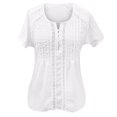 thumbnail image 5 of 2025 Clearance! asdoklhq Womens Plus Size Tops,Women Solid V-Neck Lace Crochet Eyelet Short Sleeve Casual Shirts Blouses Tops, 5 of 5