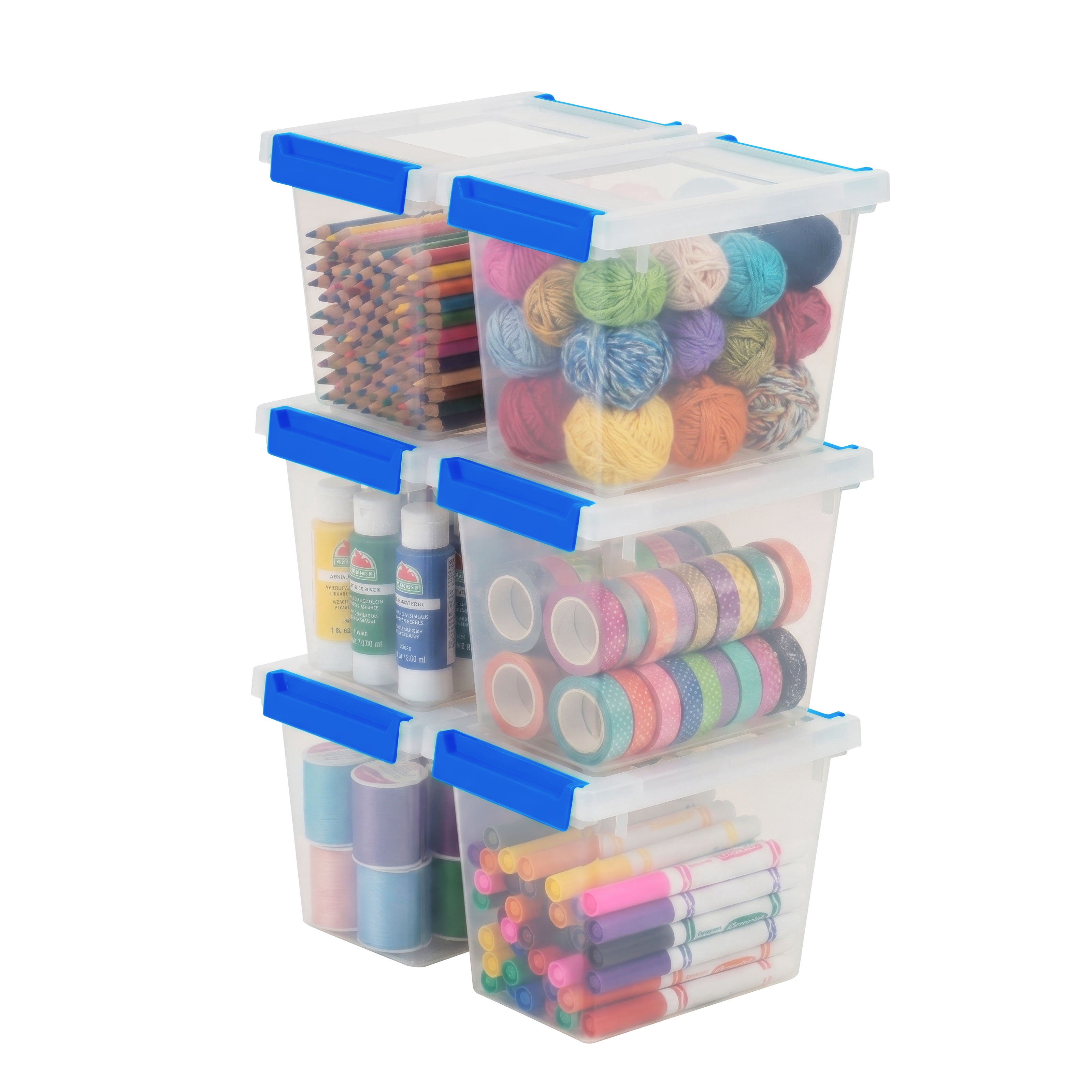 IRIS 3 Qt. Plastic Storage Bins with Lids, Clear Containers, Latching Totes 6Pk