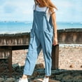 thumbnail image 2 of BLVB Women's Summer Casual Bib Overalls Baggy Sleeveless Suspender Wide Leg Beach Jumpsuits Rompers with Pockets, 2 of 7
