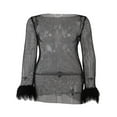 thumbnail image 3 of Filet de Pêche Mini-Robe pour Femmes Manches Longues Manches Longues Mesh Brillant Couvrir Clubwear, 3 of 6