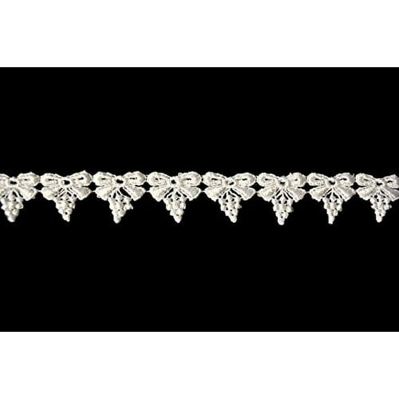 Altotux 1 inch White or Ivory Small Venice Lace Trim Bow and Grapes Sold by 2 Yards (Ivory)