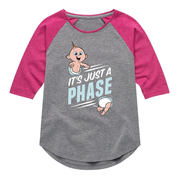 The Incredibles - Its Just A Phase - Toddler and Youth Girls Raglan Graphic T-Shirt