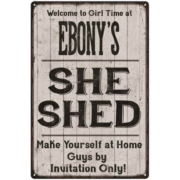 EBONY'S She Shed Sign Lady Cave Sign Gift 16 x 24 Matte Finish Metal 116240082495