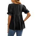 thumbnail image 3 of INSPIRE CHIC Women's Mother's Days Maternity Blouses Boho Ruffled V Neck Button Short Sleeve Tiered Shirts Flowy Loose Casual Tops S Black, 3 of 6