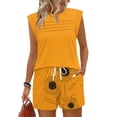 thumbnail image 5 of Two Piece Sets for Women Trendy Short Sets Beach Vacation Clothes Airport Travel Cruise Summer Outfits Yellow M, 5 of 6