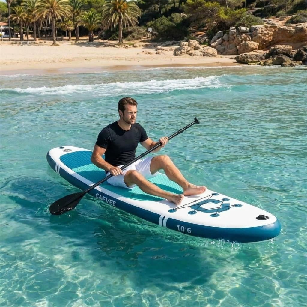Garvee 12ft Inflatable Stand Up Paddle Board with Premium SUP Accessories,400 lb Capacity,Blue