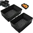 thumbnail image 2 of ZPAQI 2Pieces Rectangle Air Fryer Liner Reusable Silicone Baking Tray Basket, 2 of 8