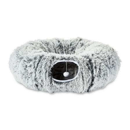 Vibrant Life Cat Tunnel with Bed for Cats, Soft Plush Peekaboo Hideaway Cave, Multiple Shape Configuration Cat Playground, 32" Round, 10.5" Wide Inside