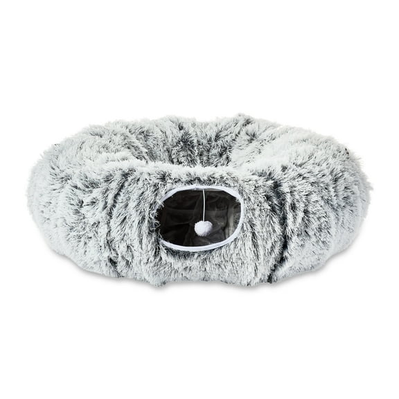 Vibrant Life Cat Tunnel with Bed for Cats, Soft Plush Peekaboo Hideaway Cave, Multiple Shape Configuration Cat Playground, 32" Round, 10.5" Wide Inside