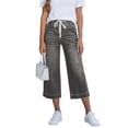 thumbnail image 5 of JJHGVB Cropped Jeans for Women Denim Shorts Jean Pants Wide Leg Baggy Jorts Baggy Jeans Vintage Streetwear Grunge Shorts Bermuda Shorts for Women Denim Capris Pants Bermuda Cargo Shorts Dark Gray M, 5 of 6