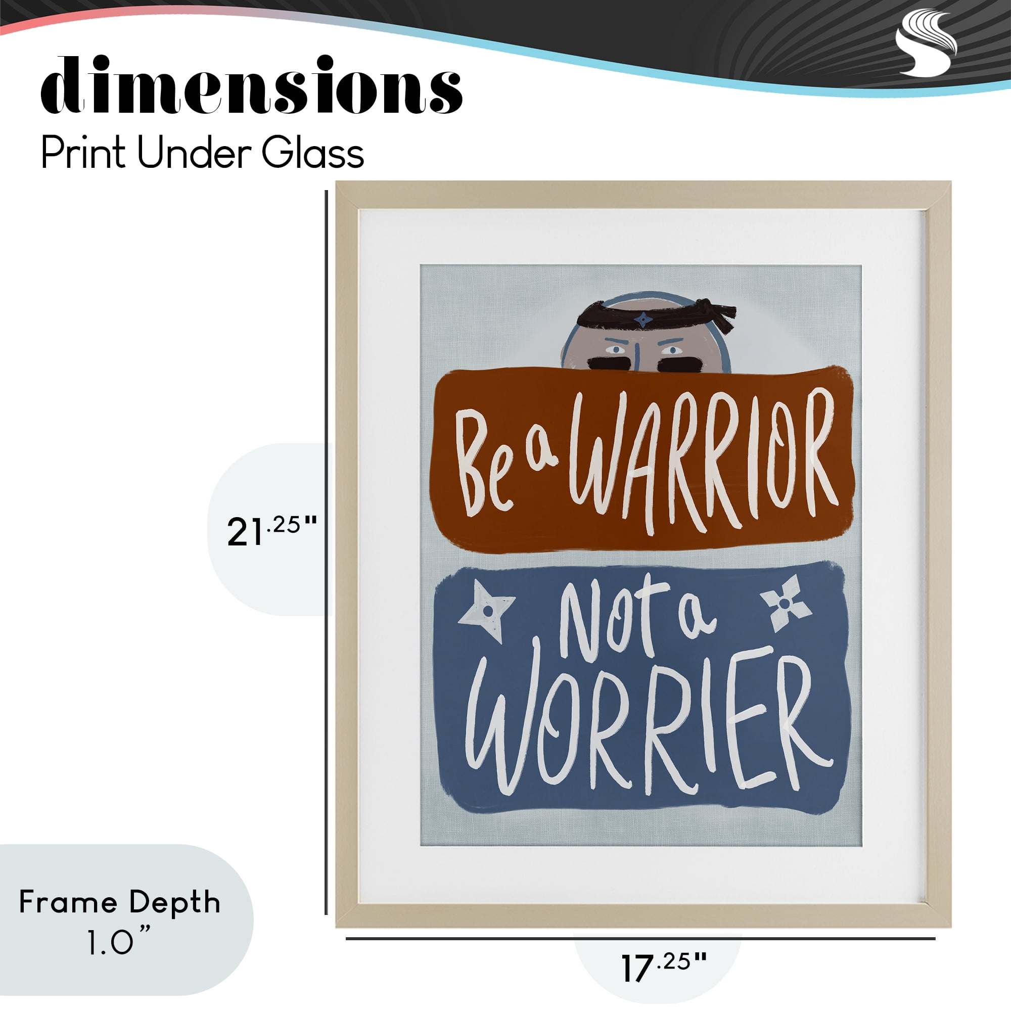 Stupell Industries Warrior Not Worrier Birch Framed Print Under Glass, design by Connie Summers