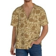 thumbnail image 3 of Vsdgher Brown Flowers Print Men's Wrinkle Free Untucked Cuban Shirt Business Casual Button Down Shirts Short Sleeve Shirt, 3 of 7