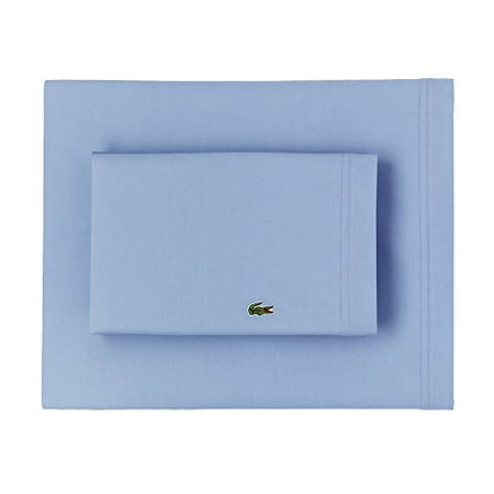 Lacoste 100% Cotton Percale Sheet Set, Solid, Allure Blue, Twin ...