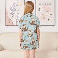 thumbnail image 4 of Silky Satin Kids' Pajama Set Breathable & Smooth Unisex Button-Down Pajamas Cute Otters in Various Poses, 4 of 8