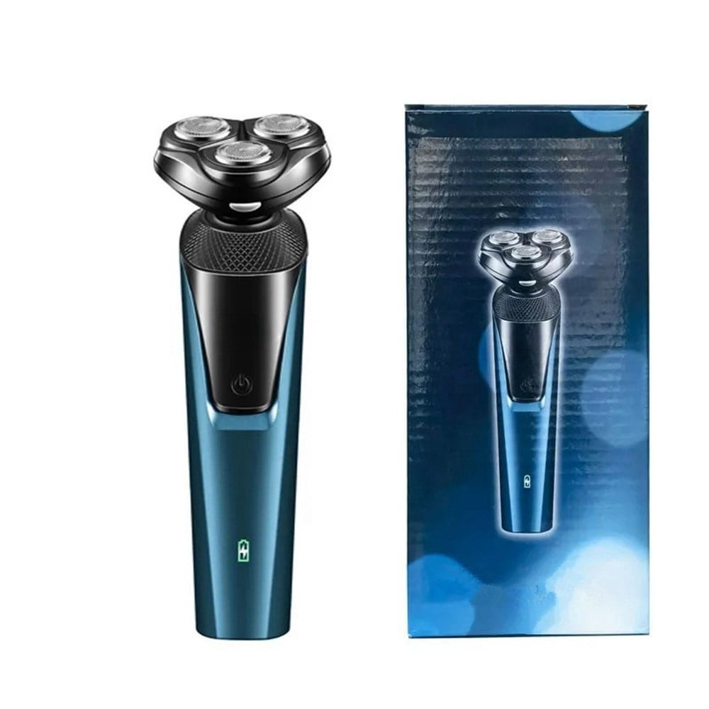 3 in 1 Men's Professional Multi-function Cheek Beard Trimmer Men Nose Hair Cutting Barber Shaver Machine USB Rechargeable, Blue