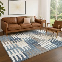 Addison Rugs Chantille Indoor/Outdoor Transitional Geometric Denim Machine Washable Rectangle Rug, 8' x 10'