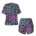 thumbnail image 5 of Naloa Rainbow Animal Skin Women's Short-Sleeved Pajama Set, Loungewear, Summer pajamas, Breathable Cozy - Large, 5 of 9