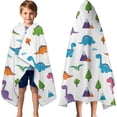 thumbnail image 3 of White Dinosaurs Landscapes Pattern Hooded Bath Towel，60"x35" for Ages 3 To 12 Kids, Quick Dry Lightweight Soft Microfiber Hood Beach Towel Cover Up for Kids, 3 of 7