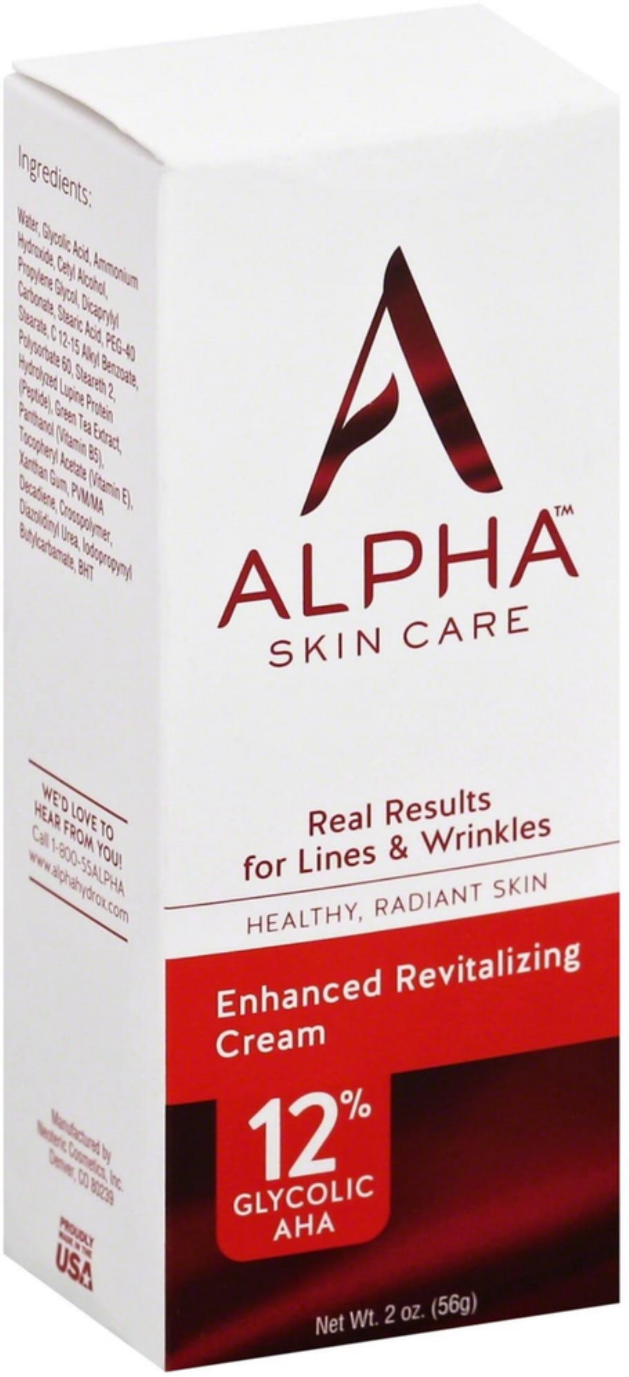 Alpha Hydrox Skin Care Enhanced Revitalizing Face Cream 12 Glycolic
