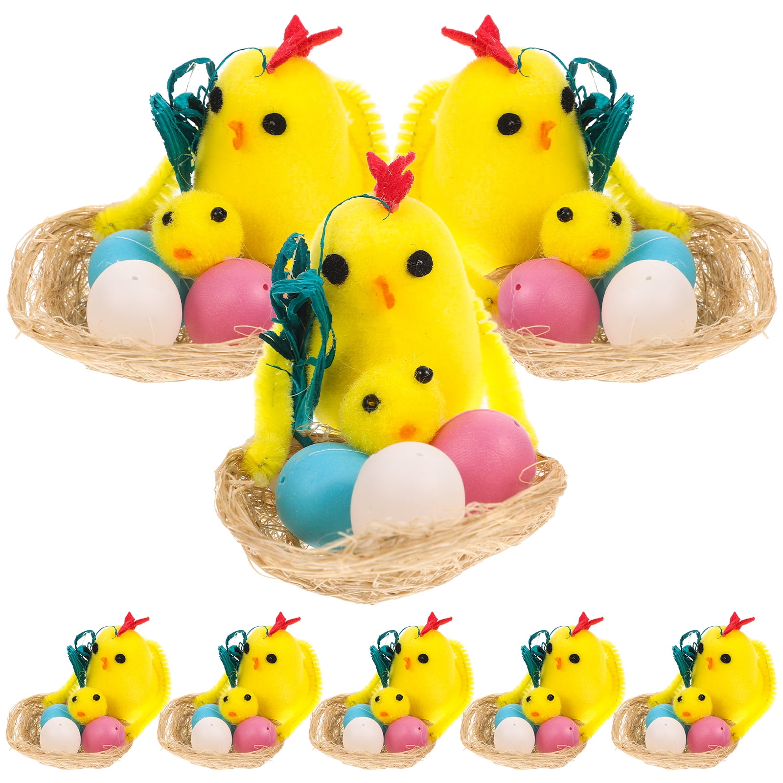 8Pcs Easter Miniature Chicks Easter Hen Baby Chicks Eggs Decoration