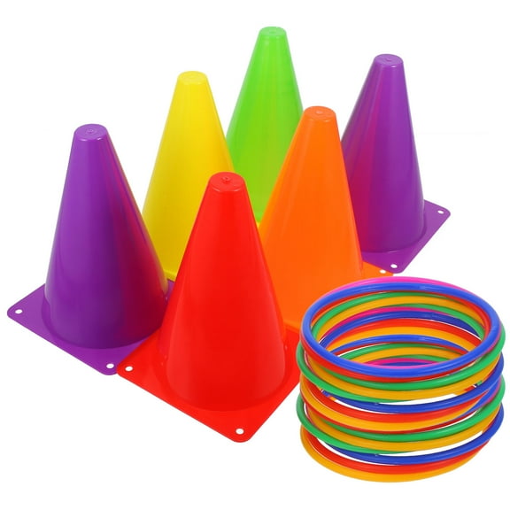 FRCOLOR 1 Set of Plastic Cones Plastic Sports Cone Tossing Ring and Cones Kids Carnival Toy