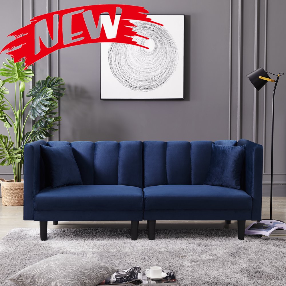 Dasun SOFA BED SLEEPER WITH 2 PILLOWS NAVY BLUE VELVET - Walmart.com
