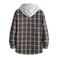 thumbnail image 4 of Tdoqot Mens Long Sleeve Shirts Button Down- Loose Plaid Casual Crew Neck Flannel Shirts for Men with Hoodie Black Size XS, 4 of 8