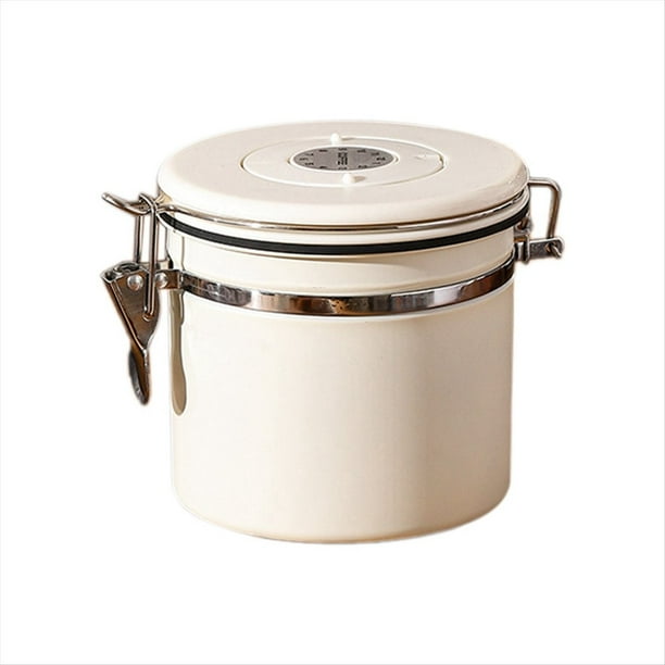Recipiente de Café Recipiente Hermético para Granos con Rastreador de Fecha Caja de Almacenamiento de Cocina de Acero Inoxidable 1,2 L