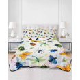 thumbnail image 2 of Quilts Queen Size Bedding Set, Spring Butterfly Dragonfly Reversible Summer Quilt 3 Pieces, Botanical Floral Colorful Lightweight Bedspreads Coverlets with 2 Pillow Shams for All Seasons, 2 of 5