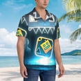 thumbnail image 4 of Lsque Geometry Dash Pattern Hawaiian Shirt for Men Unisex Summer Beach Casual Short Sleeve Cotton Linen Button Down Shirts-XX-Large, 4 of 6
