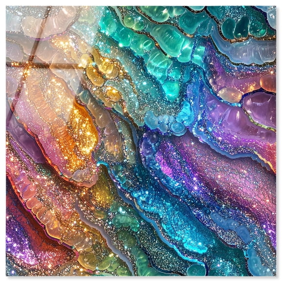 Glittering Spectrum I Acrylic Colorful Abstracts by Art Remedy, Ready to Hang, 12 x 12