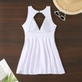 thumbnail image 4 of Womens Swimsuits Pimelu Bathing Suit for Women Swimdrss Womens One Piece Swimsuit Casual Solid High Waist Flowy Pleated Swimwear Ladies Girls Summer Beach Tankini Swim Dresses, 4 of 7