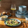 thumbnail image 3 of AmorArc Ceramic Dinnerware Set for 6 | Speckled Stoneware Plates and Bowls with Rustic Terracotta Underside| Scratch Resistant,Dishwasher & Microwave Safe Dishes Sets- 18pcs Blue, 3 of 10