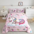 thumbnail image 3 of Feelyou Kawaii Magic Unicorn Bedding Comforter Set, Dreamy Rainbow Cloud Twin Comforter Sets, Cute Cartoon Animal Reversible Bedding Set, Breathable Home Decor, 2-Piece, 3 of 9