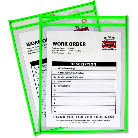C-Line, CLI43913, Neon Colored Stitched Shop Ticket Holders, 1 Each, Clear, Neon Green
