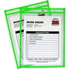 C-Line, CLI43913, Neon Colored Stitched Shop Ticket Holders, 1 Each, Clear, Neon Green