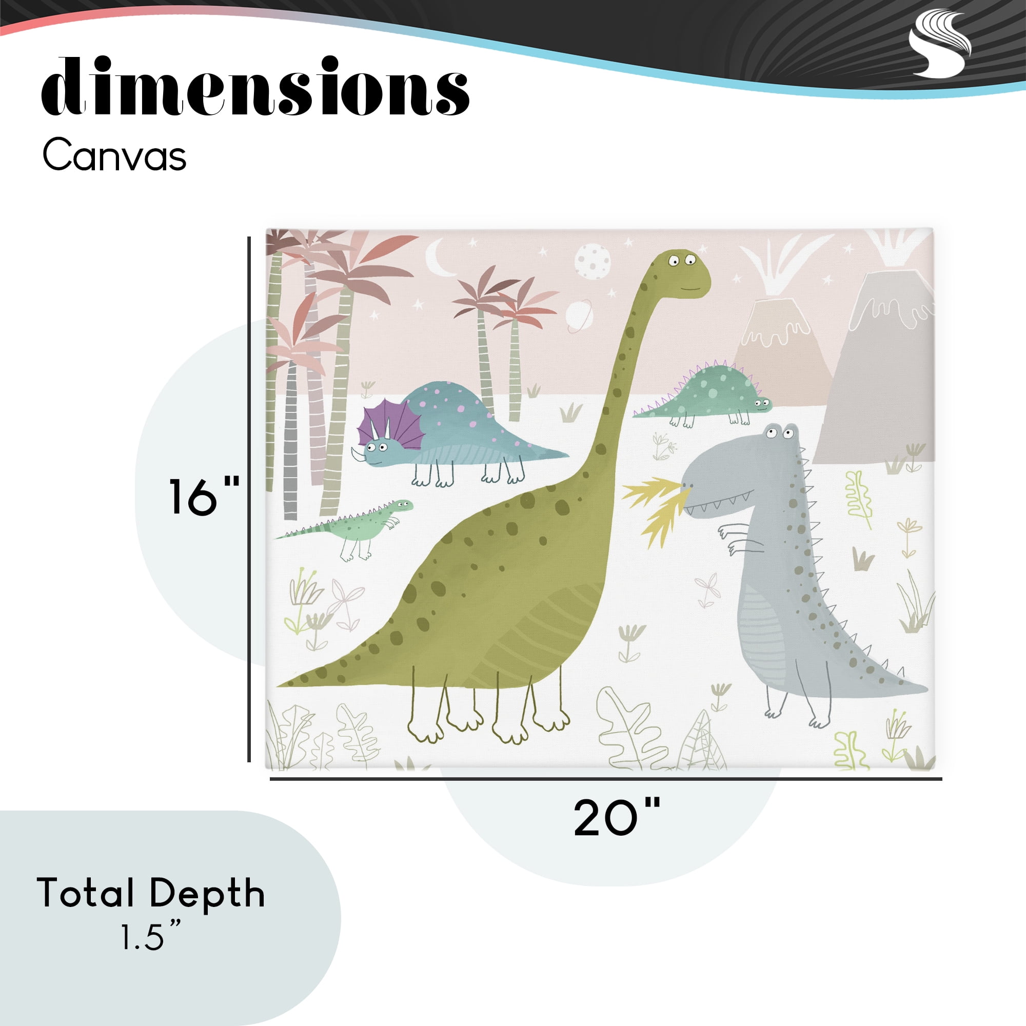 Stupell Industries Earthy Jurassic Dinosaurs Canvas Wall Art, design by Carla Daly