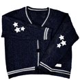 thumbnail image 2 of ​Women Autumn Winter Fashion Star Print Knitted Boxy Cardigan Oversize Sweater, 2 of 8
