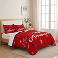 thumbnail image 5 of Twin XL Quilt Set 68''x98'', USA Independence Day Lightweight Summer Bedspread Coverlet Set with 2 Pillow Shams, Red Fireworks Stars Breathable All Season Quilt Bedding for Dorm/Guest Room, 5 of 9