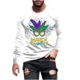 thumbnail image 2 of TIMIFIS Mardi Gras Chemises à Manches Longues pour Hommes Mode Carnaval Imprimé Col Rond Sim T-Shirt Tops de Fête, 2 of 5