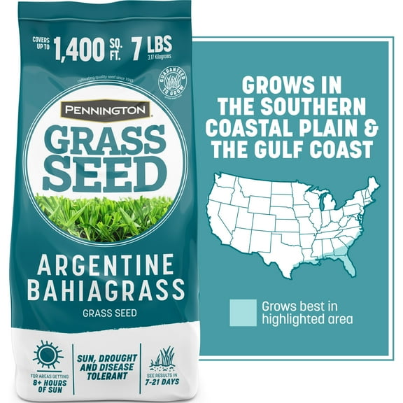 Pennington Argentine Bahiagrass Grass Seed, for Full Sun, 7 lb. 1 New Bag