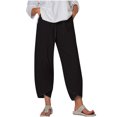 thumbnail image 2 of Women's Summer Comfortable Loose Wide Legged Fashion Solid Color Capris RXIRUCGD Marron, Taille: 3TG, 2 of 5