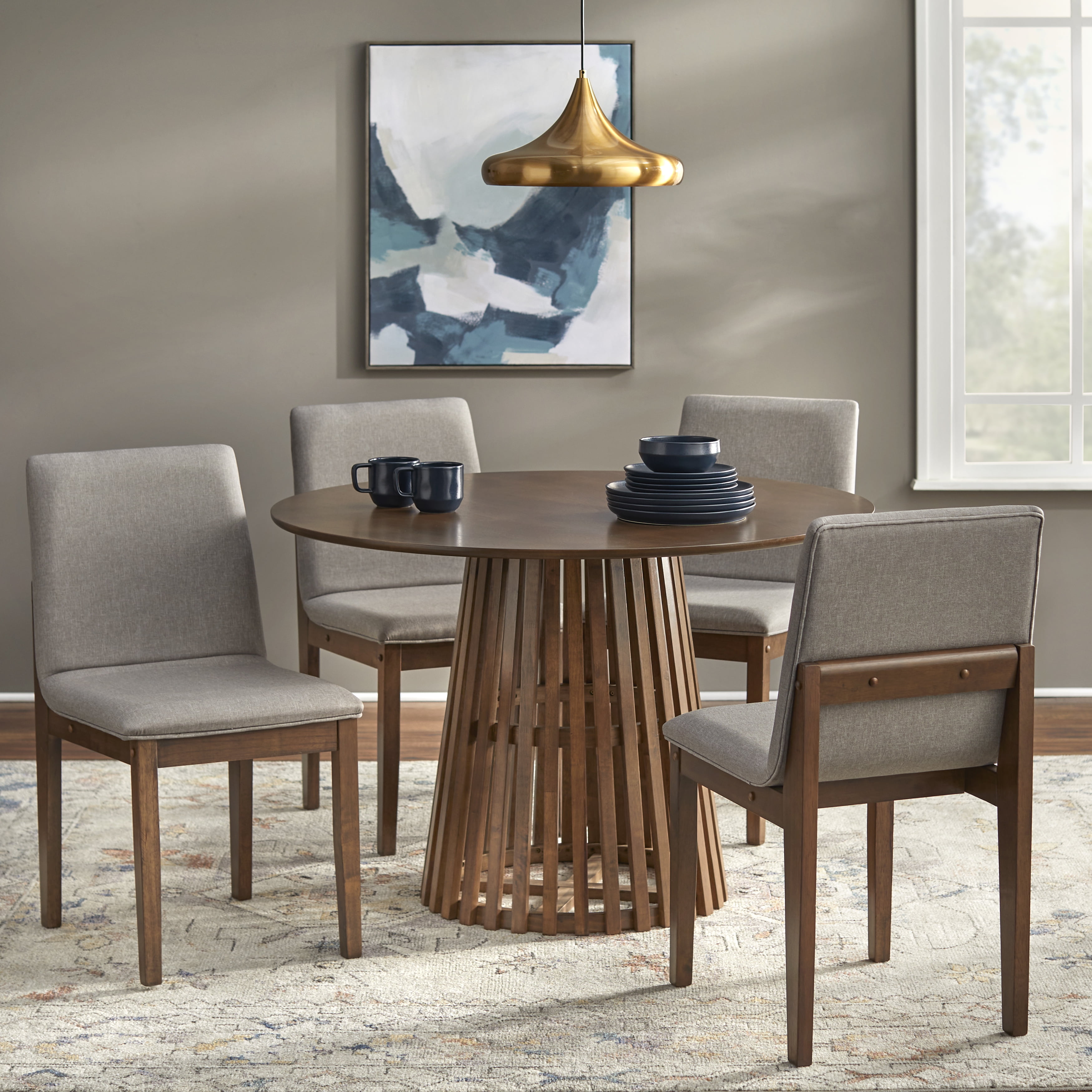 TMS Pavia 5-Piece Dining Set , Walnut