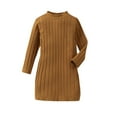 thumbnail image 1 of FAIWAD Hauts Tricotés Mi-Longs pour Filles Manches Longues Côtelées Col Rond Collants Automne Hiver Robe Moulante Extensible, 1 of 2
